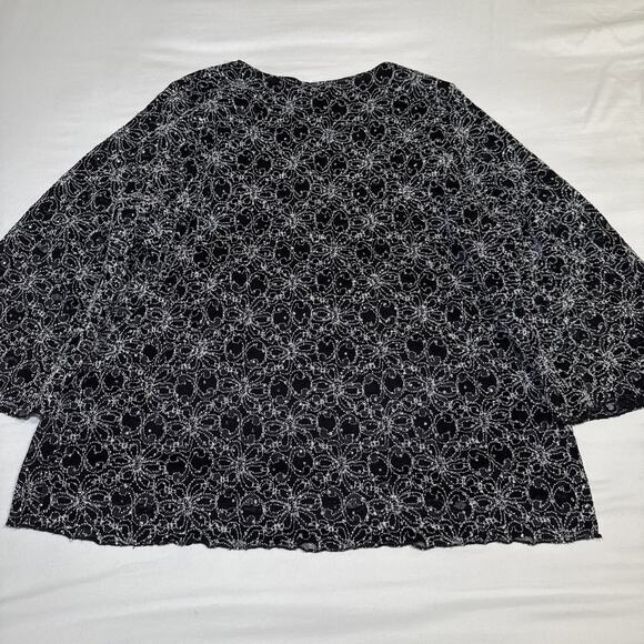 Maggie Barnes Plus Womens 2X Black White Lace Sparkle Tunic Blouse Elegant EUC - Picture 12 of 14